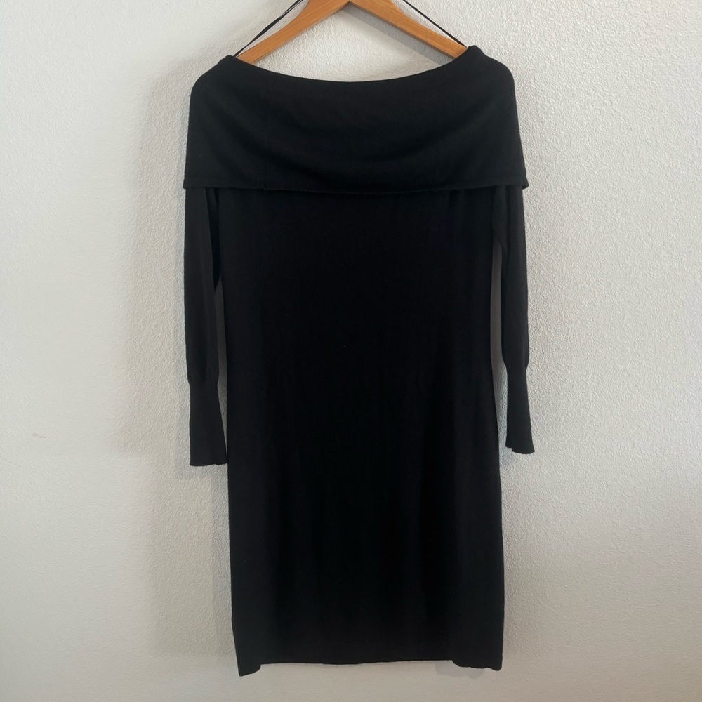 Nicole Miller Black Off-Shoulder Holiday Party Sweater Dress M Modal+Wool Blend - Picture 12 of 12